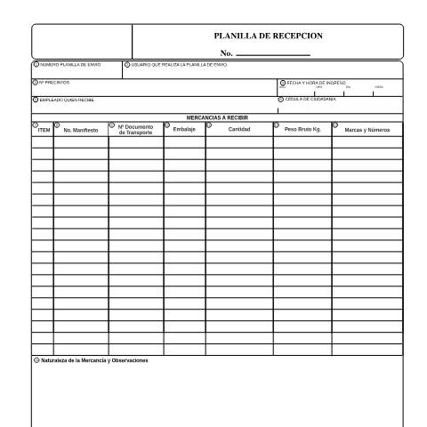 Vista previa del documento Planilla recepcion — Año 2004, Colombia (CERFA n°F62074-2004)