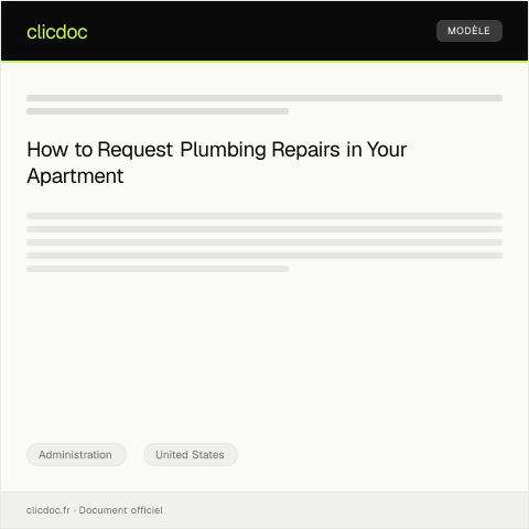 Document preview: Request for Repair of Faulty Plumbing in Apartment — Administration, United States