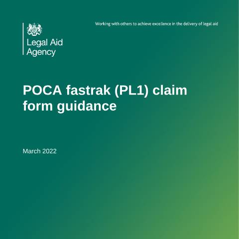 Document preview: POCA forms for solicitors and advocates (forms PL1, PL2 and PA1) — Legal Aid Agency, United Kingdom