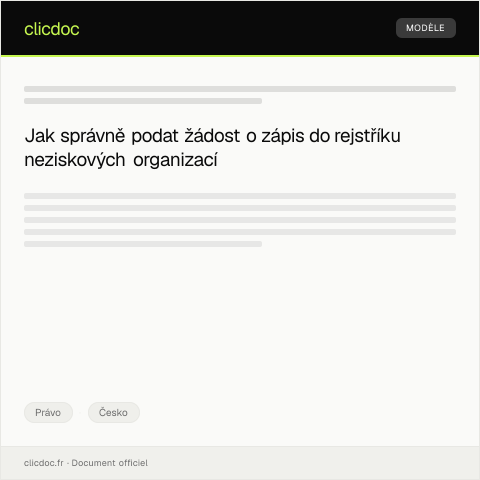 Document preview: Podání žádosti o zápis do rejstříku neziskových organizací — Právo, Česko