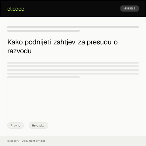Document preview: Podnošenje zahtjeva za presudu o razvodu — Pravno, Hrvatska