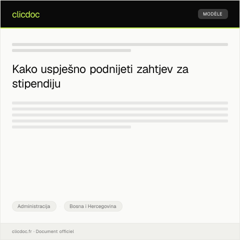 Document preview: Podnošenje zahtjeva za dodjelu stipendije — Administracija, Bosna i Hercegovina