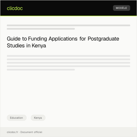 Document preview: Application for Postgraduate Studies Funding (Form PGF-KEN013) — Education, Kenya