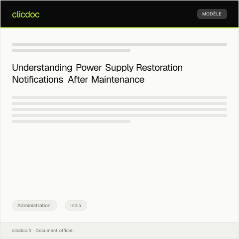 Document preview: Notification for Power Supply Restoration after Maintenance — Administration, India