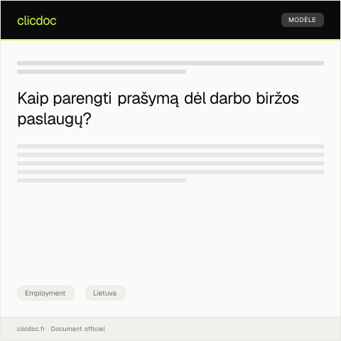 Document preview: Prašymas dėl darbo biržos paslaugų — Employment, Lietuva