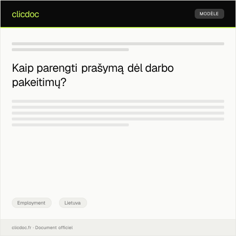 Document preview: Prašymas dėl darbo pakeitimų ir papildomų užduočių suteikimo — Employment, Lietuva