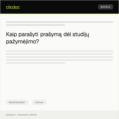 Document preview: Prašymas dėl studijų pažymėjimo išrašymo — Administration, Lietuva