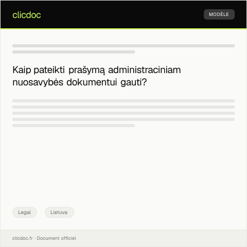 Document preview: Prašymas išduoti administracinį nuosavybės dokumentą — Legal, Lietuva