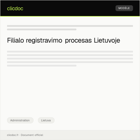 Document preview: Prašymas įregistruoti verslo filialą — Administration, Lietuva