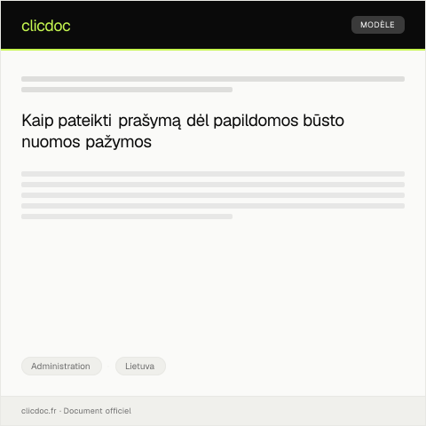 Document preview: Prašymas išdalyti papildomą būsto nuomos pažymą — Administration, Lietuva