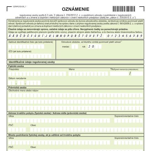 Document preview: OZNRO32v26 — Iné, Slovensko (CERFA n°OZNRO32v26)