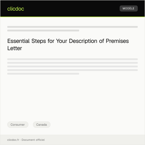 Document preview: Description of Premises to Accompany Application for Licence — Consumer, Canada