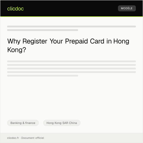 Document preview: Prepaid Card Registration Form / 預付卡登記表 — Banking & finance, Hong Kong SAR China