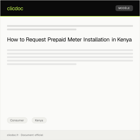 Document preview: Request for Prepaid Meter Installation (Form AC-PRE012) — Consumer, Kenya