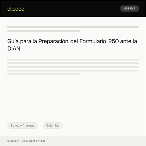 Vista previa del documento Preparación del formulario 250 — Banca y finanzas, Colombia