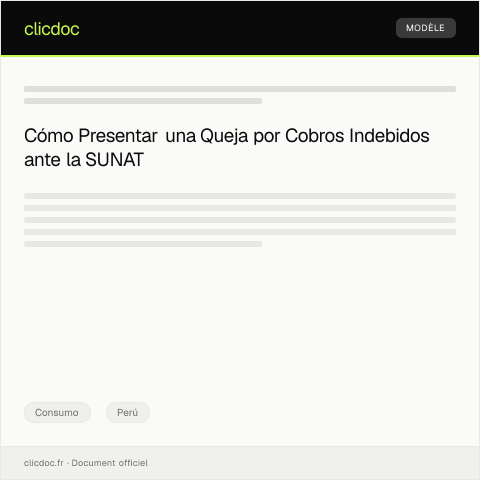 Vista previa del documento Presentación de queja por cobros indebidos en servicios básicos — Consumo, Perú