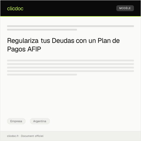 Vista previa del documento Presentación de plan de pagos para deudas con la AFIP — Empresa, Argentina