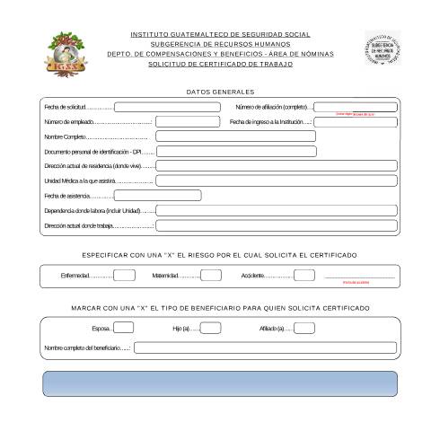 Vista previa del documento rrhh1 — IGSS - Formularios, Guatemala (CERFA n°RRHH-1)