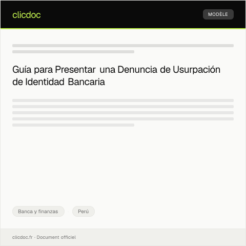 Vista previa del documento Presentar denuncian por usurpación de identidad bancaria — Banca y finanzas, Perú