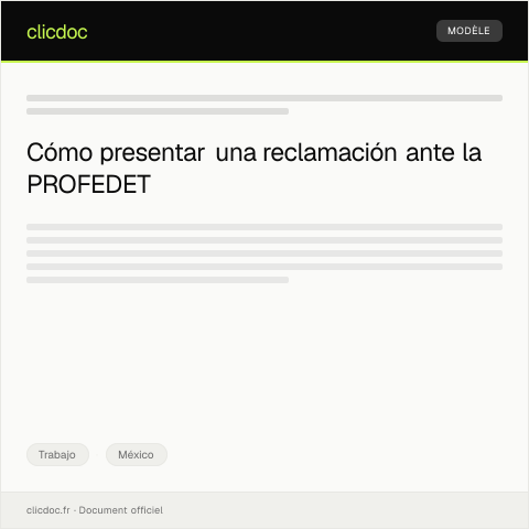 Vista previa del documento Presentar reclamación ante la Procuraduría Federal de la Defensa del Trabajo (PROFEDET) — Trabajo, México