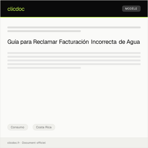 Vista previa del documento Presentar reclamo por facturación indebida en servicios de agua — Consumo, Costa Rica