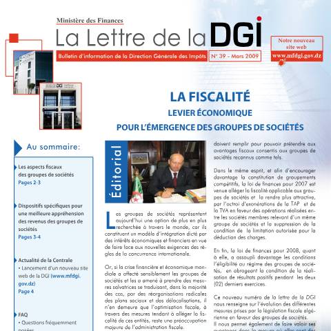 Aperçu du document LDGI 39 — Lettres de la DGI, Algérie (CERFA n°LDGI 39)