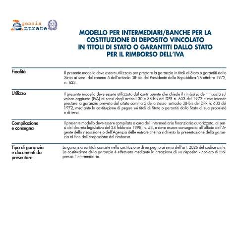 Anteprima documento Iva presentazione garanzia (cauzione titoli di Stato o garantiti dallo Stato e Fideiussione) — Rimborsi, Italia