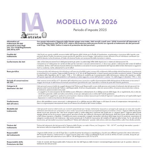 Anteprima documento Iva 2026 — Dichiarazioni, Italia (CERFA n°Iva)