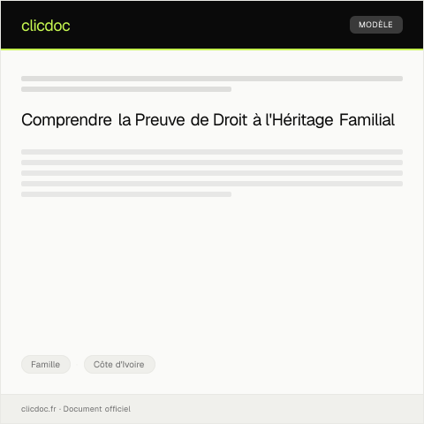 Aperçu du document Preuve de droit à l'héritage familial — Famille, Côte d'Ivoire