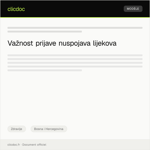 Document preview: Preuzmi obrazac za prijavu nuspojava lijekova — Zdravlje, Bosna i Hercegovina