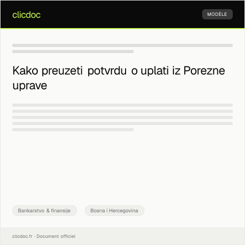 Document preview: Preuzmi potvrdu o uplati — Bankarstvo & finansije, Bosna i Hercegovina