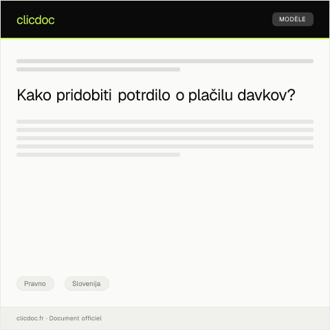 Document preview: Pridobitev potrdila o plačilu davkov — Pravno, Slovenija