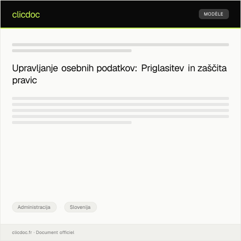 Document preview: Priglasitev zbiranja in obdelave osebnih podatkov — Administracija, Slovenija