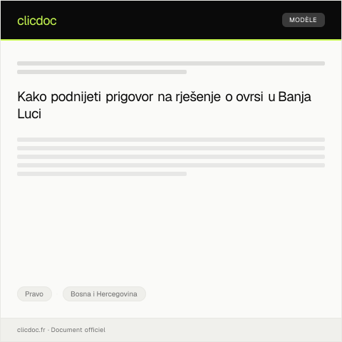 Document preview: Prigovor na rješenje o ovrsi od Općinskog suda u Banja Luci — Pravo, Bosna i Hercegovina