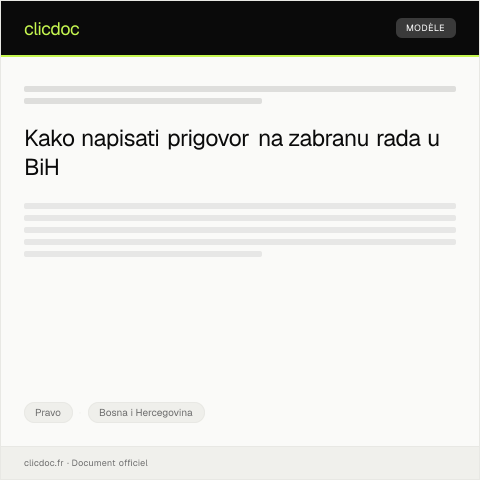 Document preview: Prigovor na rješenje o zabrani rada u stranoj firmi u BiH — Pravo, Bosna i Hercegovina
