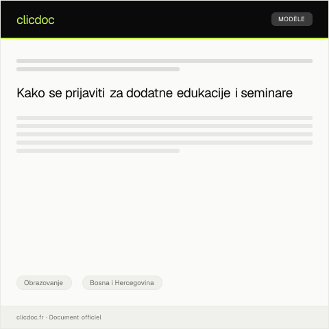 Document preview: Prijava za dodatne edukacije i seminare — Obrazovanje, Bosna i Hercegovina