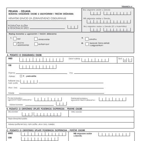 Document preview: ObvUpl Tisk4 17122013 — Zdravstveno (sante), Hrvatska (CERFA n°ObvUpl_Tisk4_17122013)