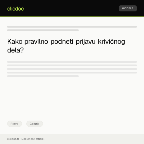 Document preview: Prijava krivičnog dela — Pravo, Србија