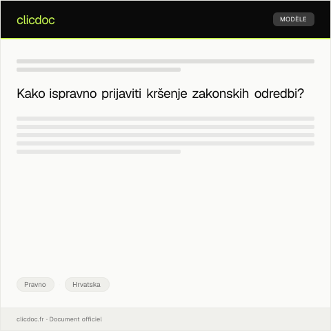 Document preview: Prijava kršenja zakonskih odredbi — Pravno, Hrvatska