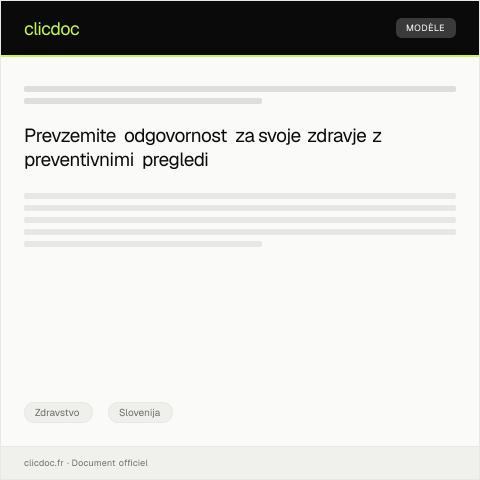Document preview: Prijava na preventivne preglede za odkrivanje bolezni — Zdravstvo, Slovenija