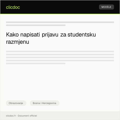 Document preview: Prijava na studentsku razmjenu — Obrazovanje, Bosna i Hercegovina