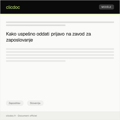 Document preview: Prijava na zavod za zaposlovanje po prekinitvi zaposlitve — Zaposlitev, Slovenija