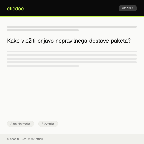 Document preview: Prijava nepravilnega dostave paketa — Administracija, Slovenija