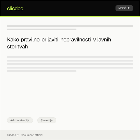 Document preview: Prijava nepravilnosti v javnih storitvah — Administracija, Slovenija