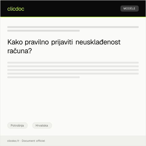 Document preview: Prijava neusklađenosti računa od strane pružatelja usluga — Potrošnja, Hrvatska