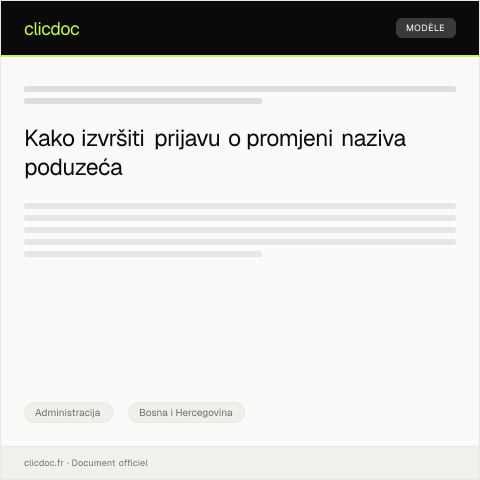 Document preview: Prijava o promjeni naziva poduzeća — Administracija, Bosna i Hercegovina