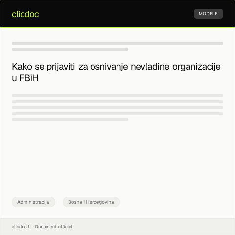 Document preview: Prijava osnivanja nevladine organizacije — Administracija, Bosna i Hercegovina