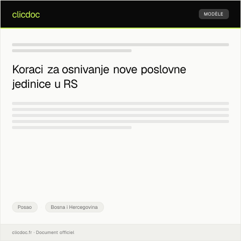 Document preview: Prijava osnivanja nove poslovne jedinice u Registar privrednih subjekata RS — Posao, Bosna i Hercegovina