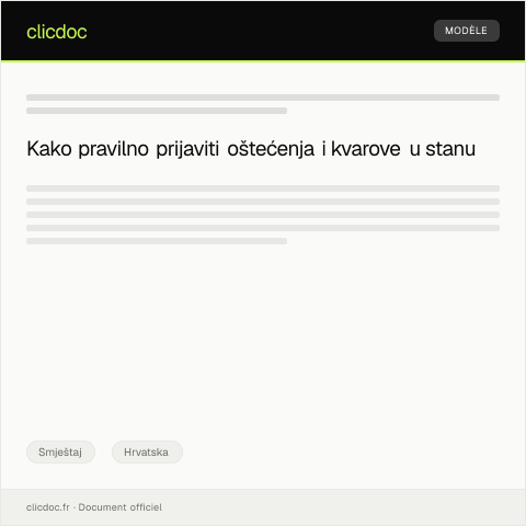Document preview: Prijava oštećenja i kvarova u stanu kod upravnog odjela Grada — Smještaj, Hrvatska