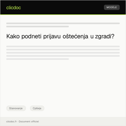 Document preview: Prijava oštećenja ili problema u vezi sa zajedničkim delovima zgrade — Stanovanje, Србија
